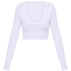 White Ribbed Crop Longsleeve from Pretty Little Thing